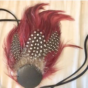 Cottage fairy core Burgundy feather boho hair accessory/ bracelet necklace